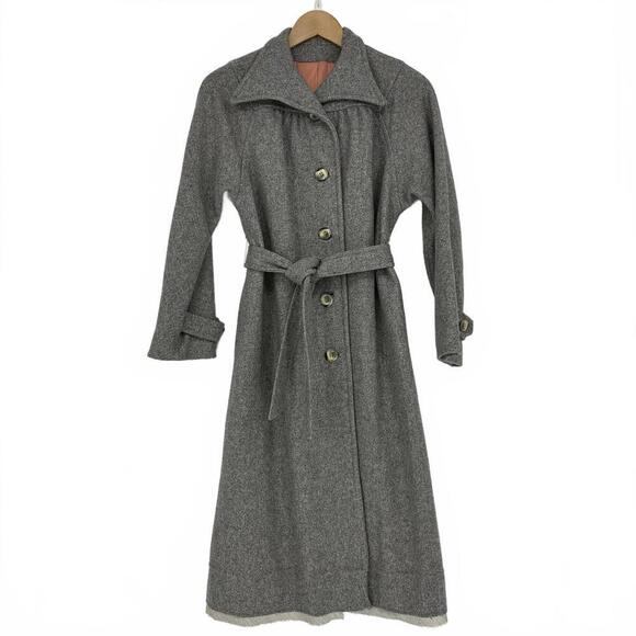 Jackets & Blazers - Rare Vintage Youthcraft Gray Wool Long Button Front Coat with Belt, Medium